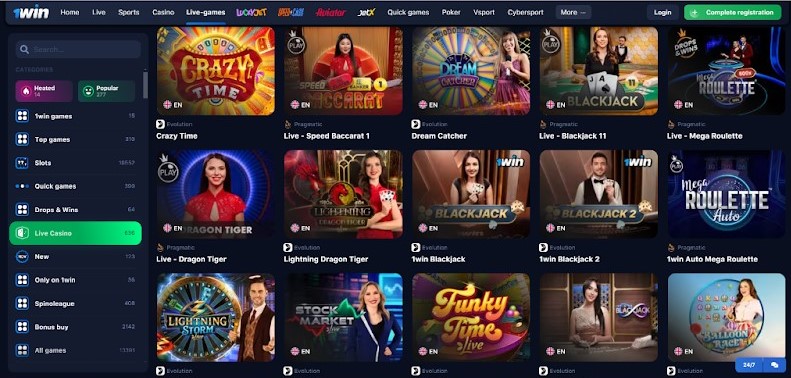 1win Live Casino Games